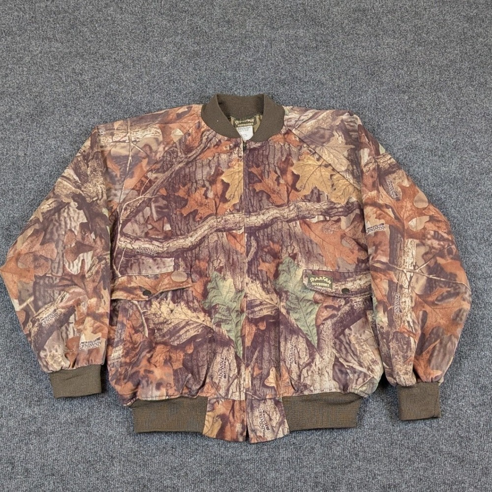 Spartan Outdoors Advantage Timber Camo Bomber Jacket Mens 2XL Made‎ in USA Zip